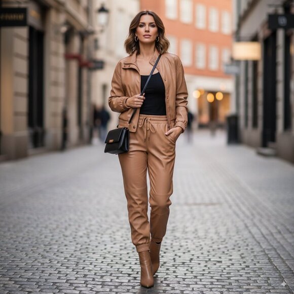 n:Philanthropy Fabiana Jacket & Lunas Jogger Camel Size Small NWT - Picture 1 of 14